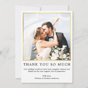 Modern Simple Wedding Photo So Much Gold Thank You Card