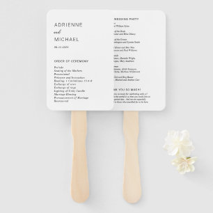 Modern Simple Wedding Program Hand Fan