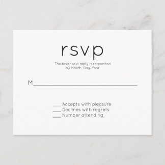 Modern simple wedding RSVP Invitation Postcard