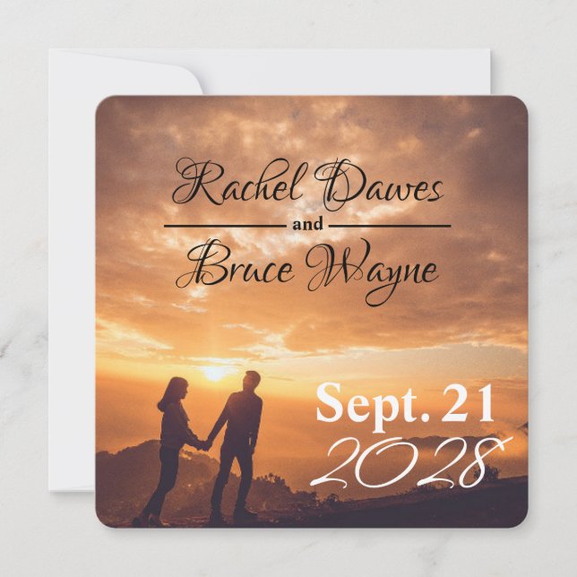 modern simple Wedding Save Date romantic Sunset (Front)