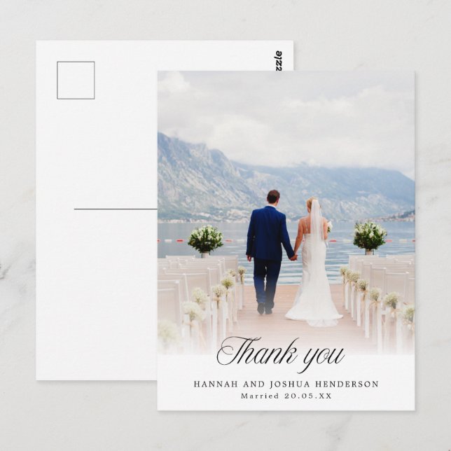 Modern Simple Wedding Thank You Postcard (Front/Back)
