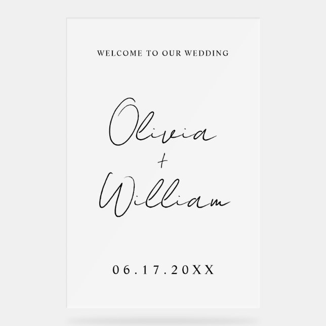 Modern Simple Wedding Welcome Acrylic Sign (Front)