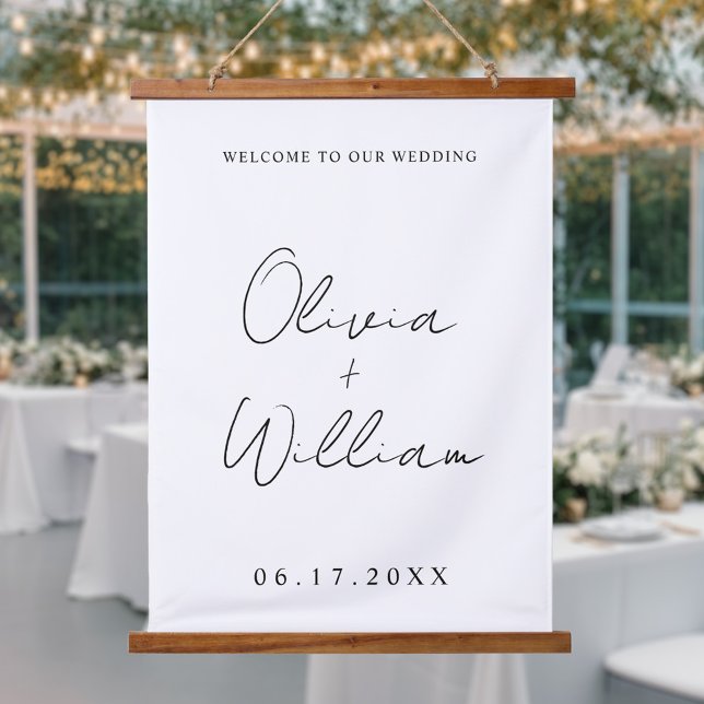 Modern Simple Wedding Welcome Hanging Tapestry (Creator Uploaded)