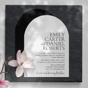Modern, simple, white and black, arch invitation