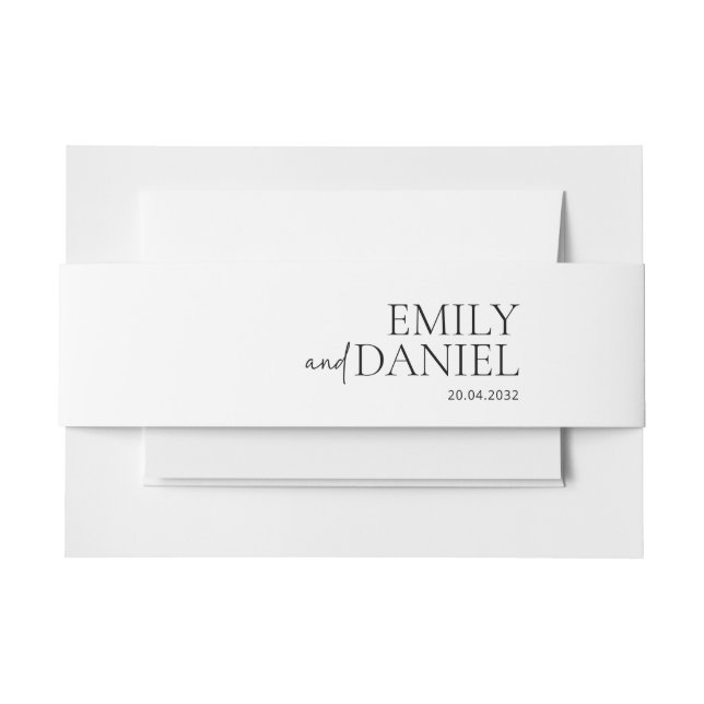 Modern, simple, white and black  invitation belly band (Front Example)