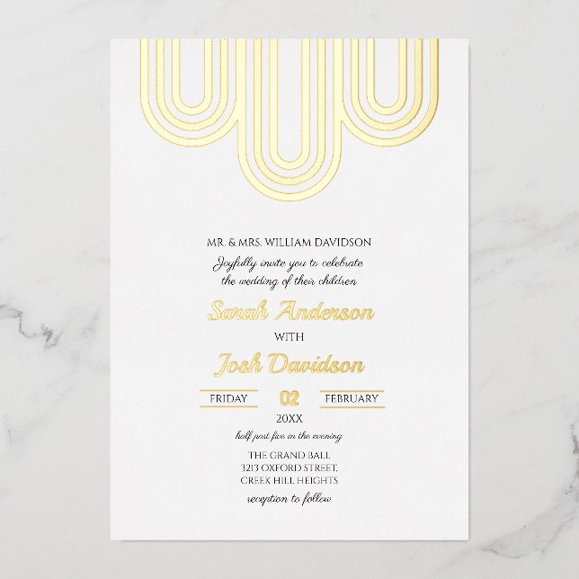 Modern Simple White and Golden Wedding (Front)