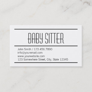 Modern Simple White Baby Sitter Business Card