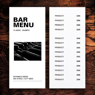 Modern Simple White Bar Menu   Price List