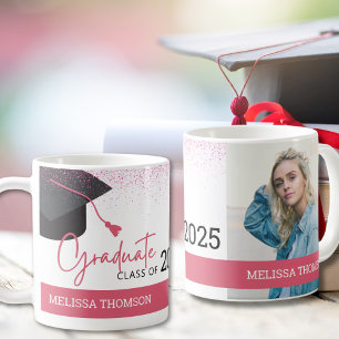 Modern Simple White Blush Graduation Photo Coffee Mug