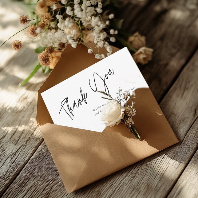 Modern Simple White Bridal Shower Thank You Card (Creator Uploaded)