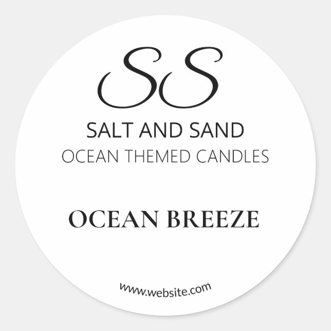 Modern Simple White Candle Product Labels (Front)
