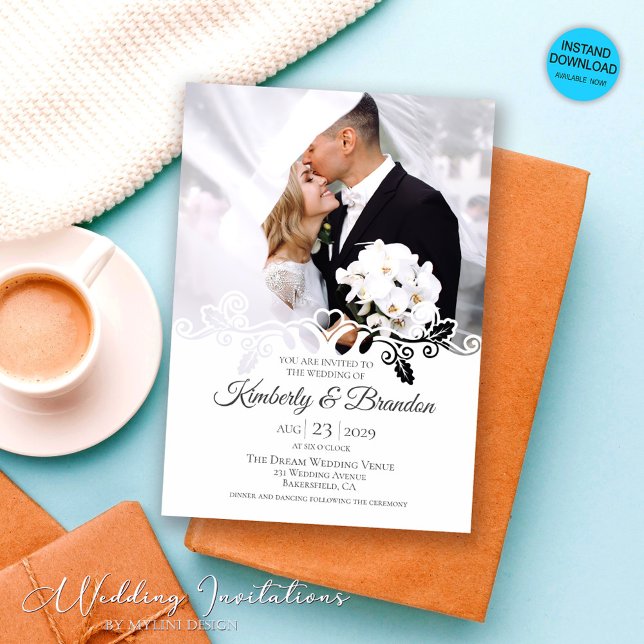 Modern Simple white Frame Photo Wedding Invitation (Creator Uploaded)