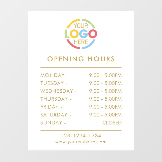 Modern Simple White Gold | Business Opening Hours (Sheet)