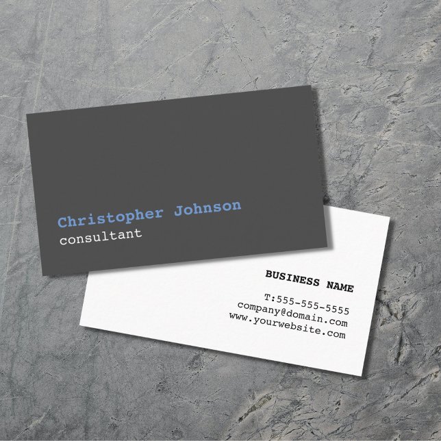 Modern Simple White Grey Blue Consultant Business Card (Creator Uploaded)