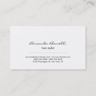 Modern Simple White Hair Stylist Business Card