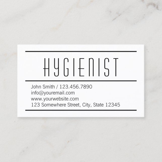 Modern Simple White Hygienist Business Card (Front)