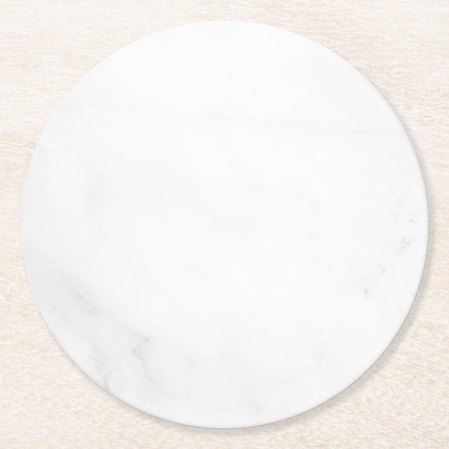 Modern Simple White Marble Rustic Paper Coaster (Front)