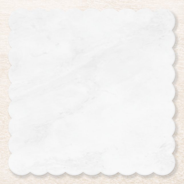 Modern Simple White Marble Rustic Paper Coaster (Front)
