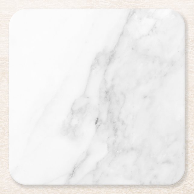 Modern Simple White Marble Rustic Paper Coaster (Front)