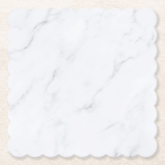 Modern Simple White Marble Rustic Paper Coaster (Front)