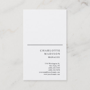 Modern Simple White Minimalist Plain Business Card