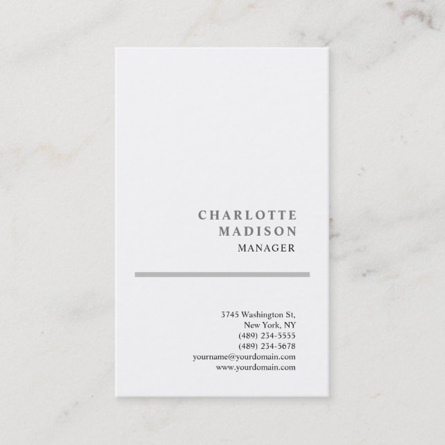 Modern Simple White Minimalist Plain Template Business Card (Front)