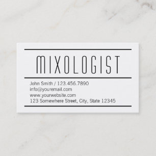 Modern Simple White Mixologist Business Card