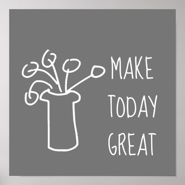 Modern simple white outline flower design poster (Front)