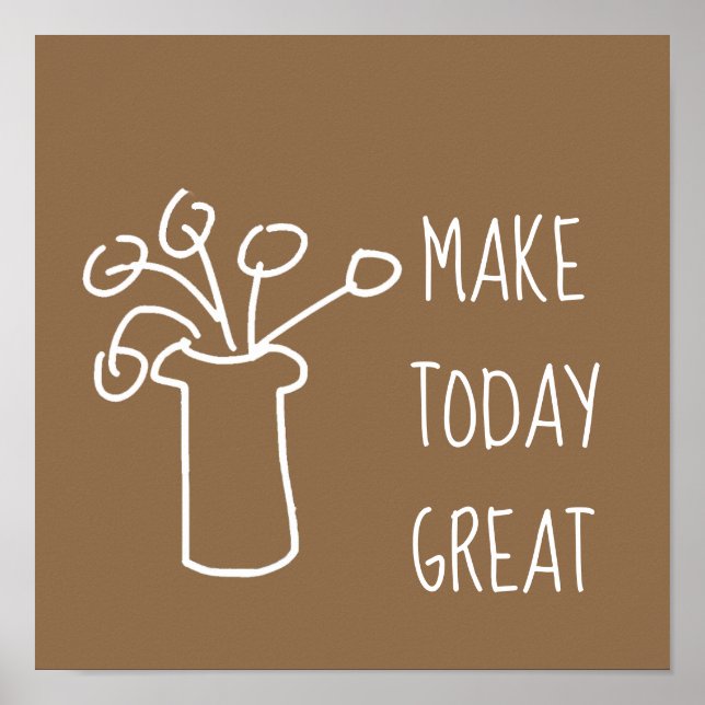 Modern simple white outline flower design poster (Front)