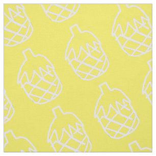 Modern simple white outline pineapple design fabric
