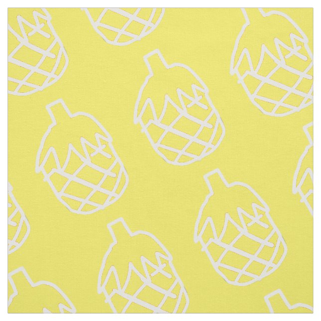Modern simple white outline pineapple design fabric (Swatch)