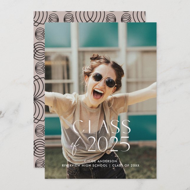 Modern Simple White Photo Graduation Party Invitation (Front/Back)