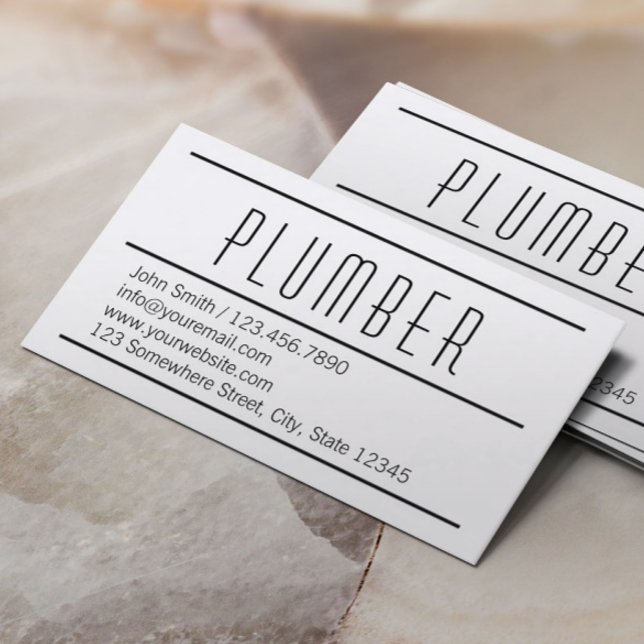 Modern Simple White Plumbing Business Card (Creator Uploaded)