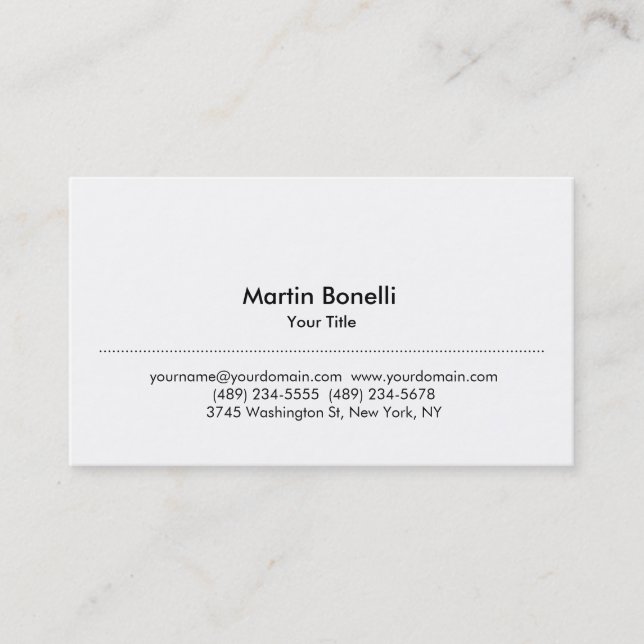 Modern Simple White Professional Business Card (Front)