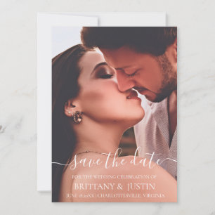 Modern Simple White Script Photo Save The Date