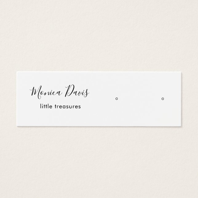 Modern Simple White Stud Earring  Display Card (Front)