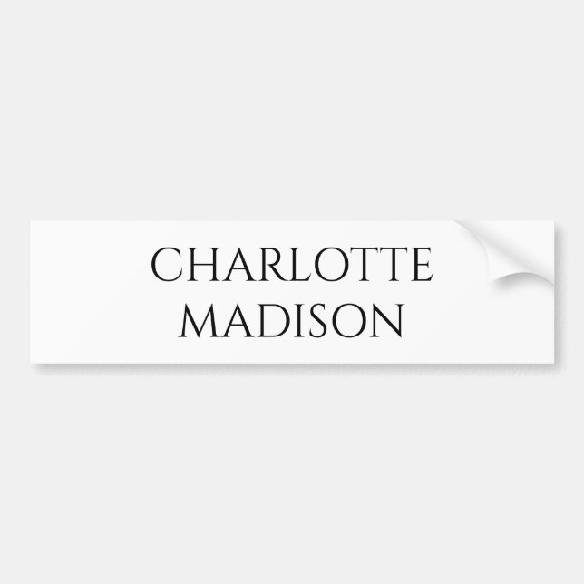 Modern Simple White Trendy Minimalist Plain  Bumper Sticker (Front)