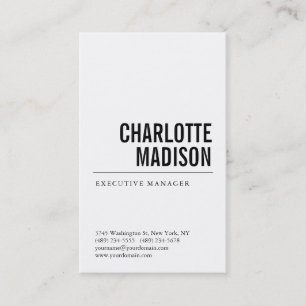 Modern Simple White Trendy Minimalist Plain  Business Card
