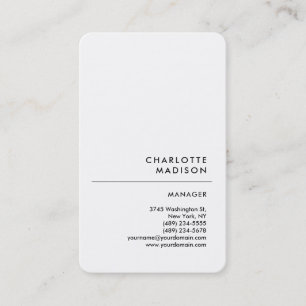 Modern Simple White Trendy Minimalist Plain Business Card