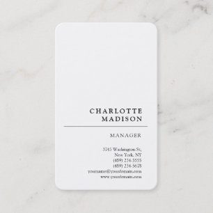 Modern Simple White Trendy Minimalist Plain Business Card
