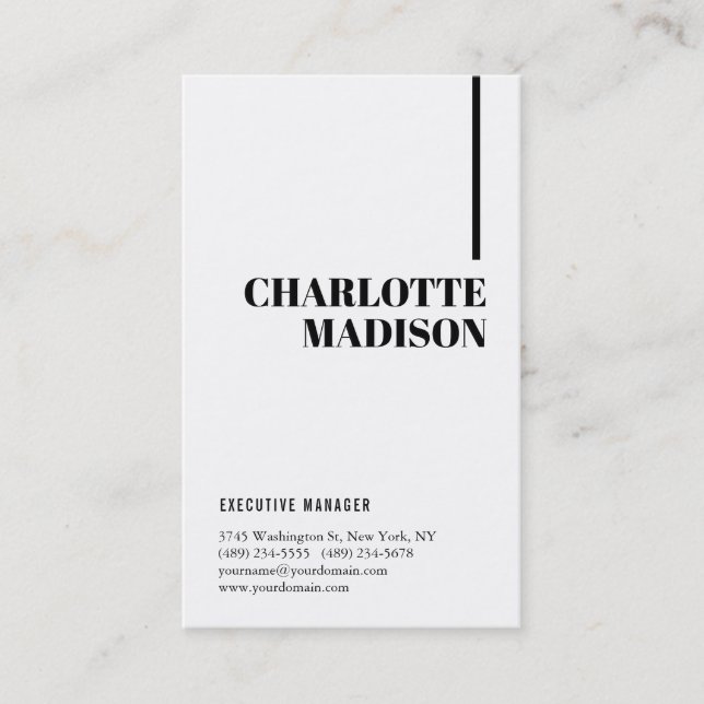 Modern Simple White Trendy Minimalist Plain  Business Card (Front)