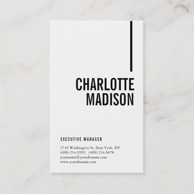 Modern Simple White Trendy Minimalist Plain  Business Card (Front)