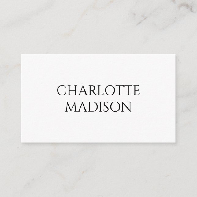 Modern Simple White Trendy Minimalist Plain Name Enclosure Card (Front)