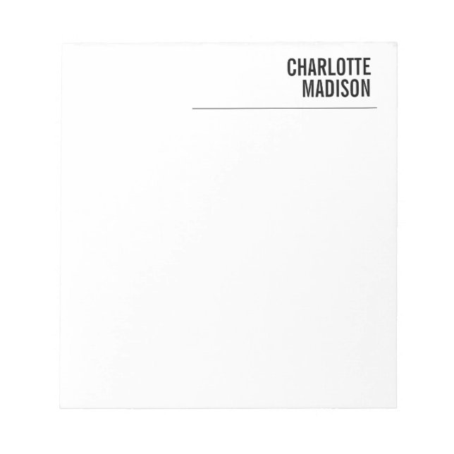 Modern Simple White Trendy Minimalist Plain  Notepad (Front)