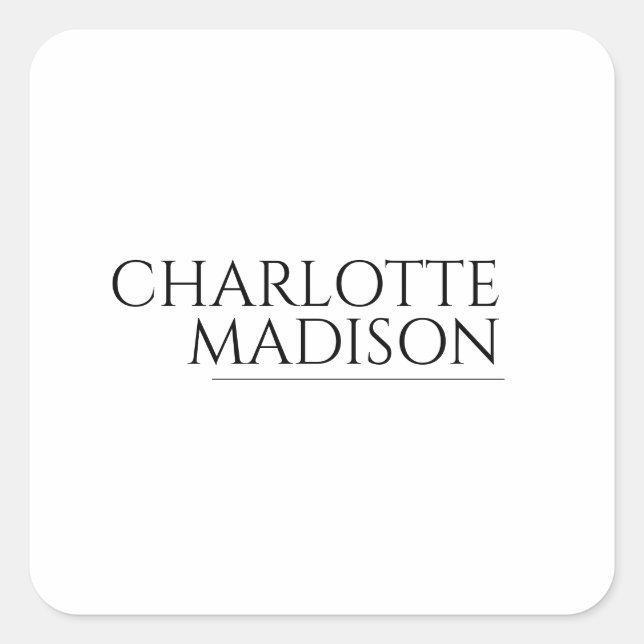 Modern Simple White Trendy Minimalist Plain  Square Sticker (Front)