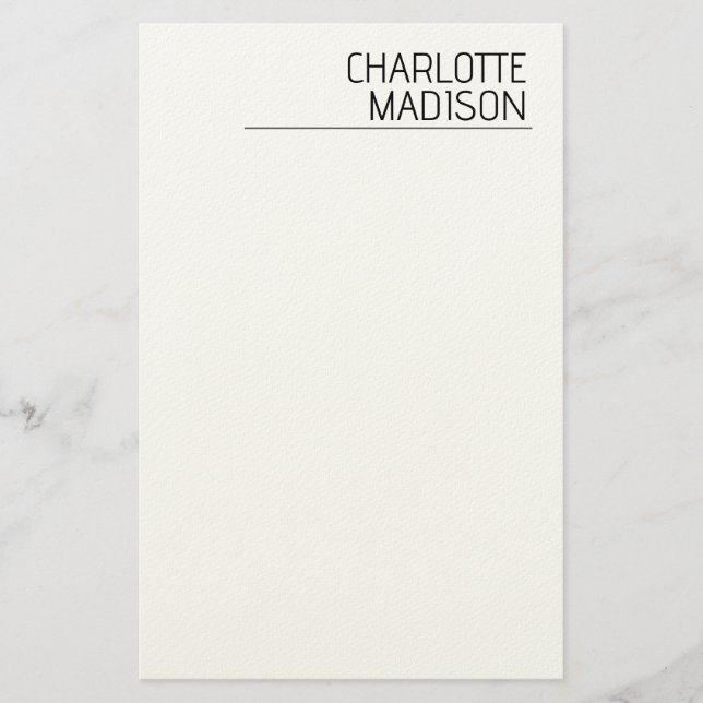 Modern Simple White Trendy Minimalist Plain  Stationery (Front)