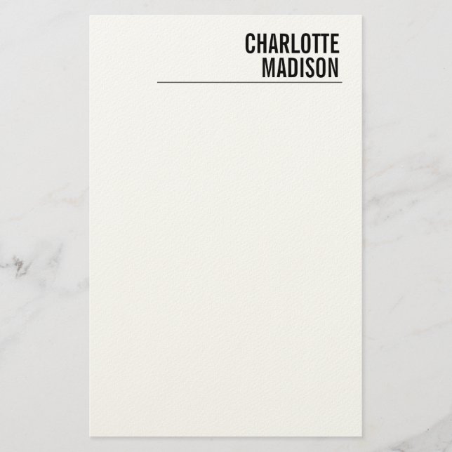 Modern Simple White Trendy Minimalist Plain  Stationery (Front)