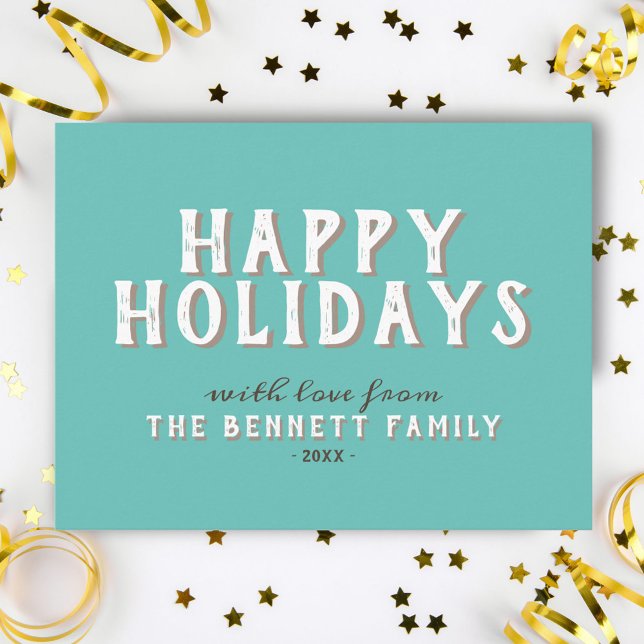 Modern Simple White Typography Happy Holidays Postcard (Creator Uploaded)
