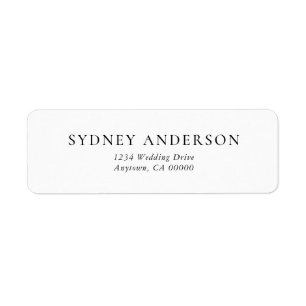 Modern Simple White Wedding Return Address Label