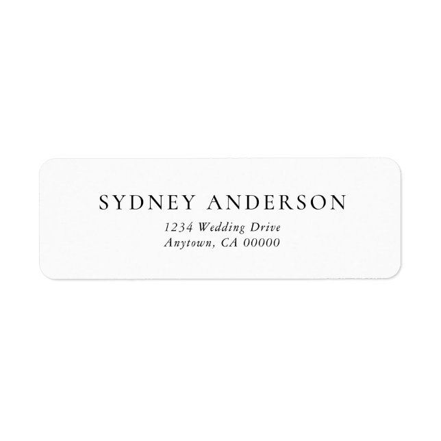 Modern Simple White Wedding Return Address Label (Front)